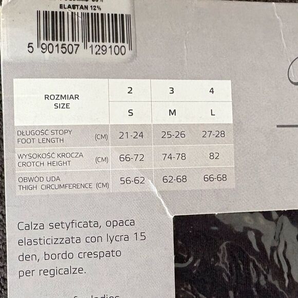 NWT Veneziana Black Calze 15 Italian Garter Stockings Size S - Picture 5 of 8